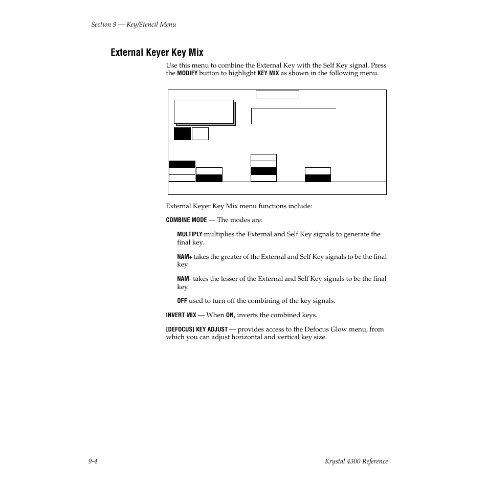 External keyer key mix | Grass Valley 4300 Krystal Reference Manual v.3.1 User Manual | Page 198 / 334
