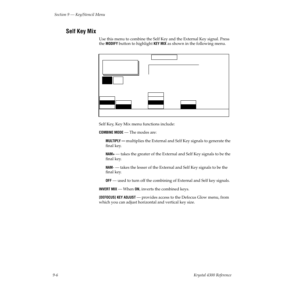 Self key mix | Grass Valley 4300 Krystal Reference Manual v.3.1 User Manual | Page 200 / 334