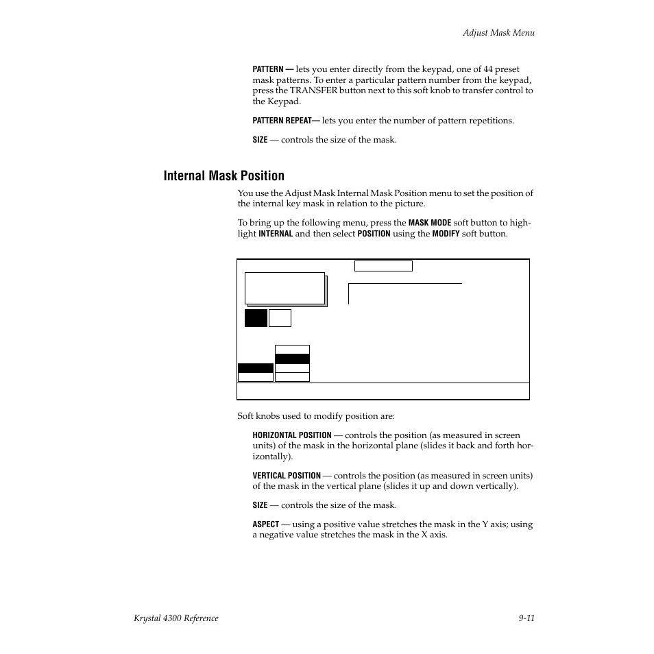 Internal mask position | Grass Valley 4300 Krystal Reference Manual v.3.1 User Manual | Page 205 / 334