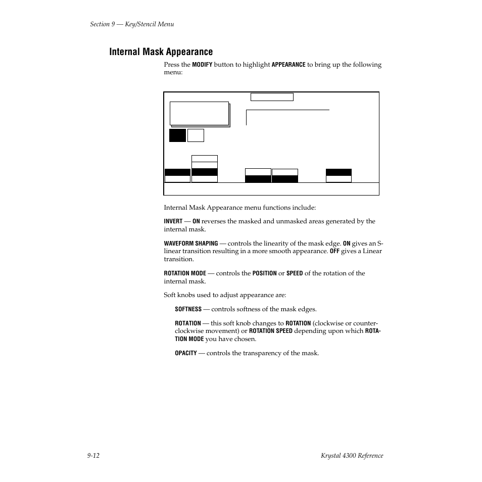 Internal mask appearance | Grass Valley 4300 Krystal Reference Manual v.3.1 User Manual | Page 206 / 334