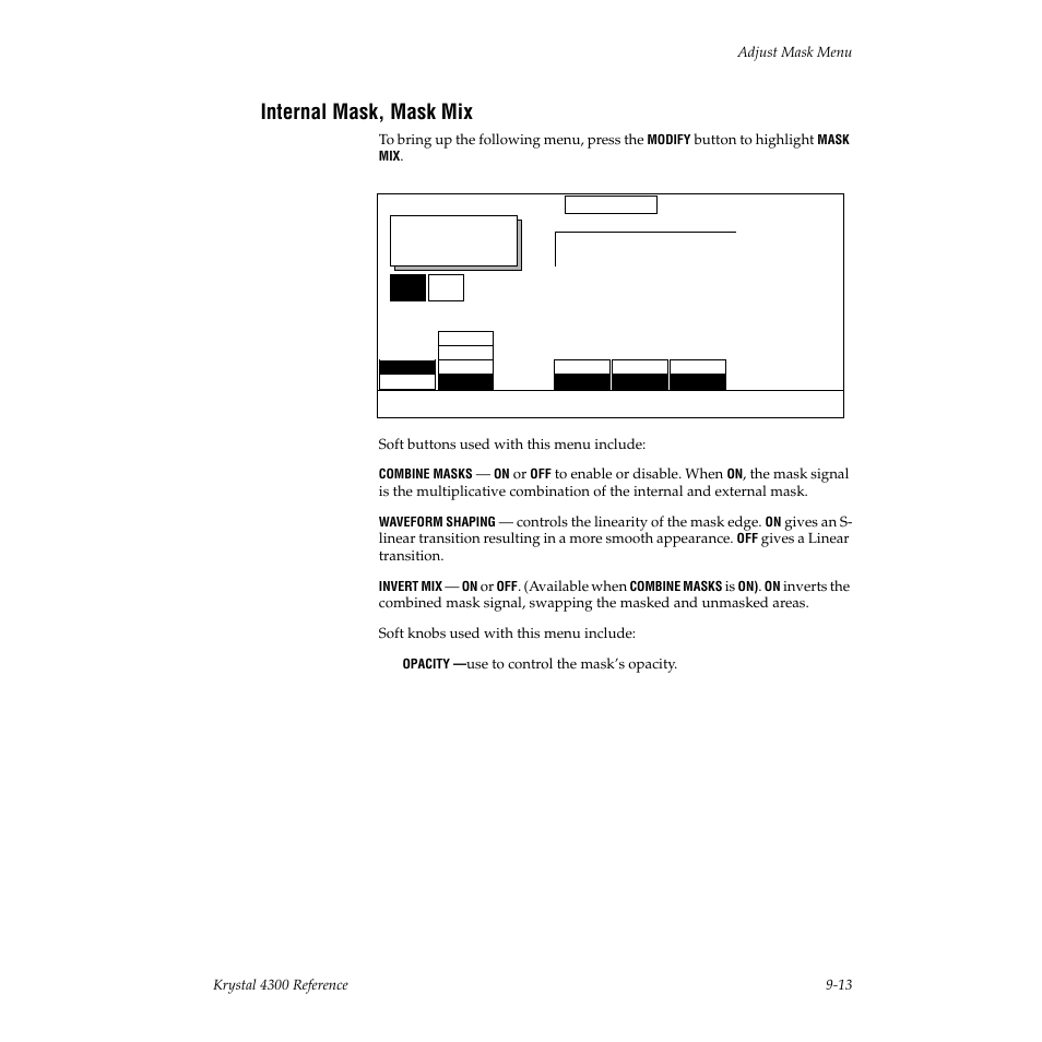 Internal mask, mask mix | Grass Valley 4300 Krystal Reference Manual v.3.1 User Manual | Page 207 / 334