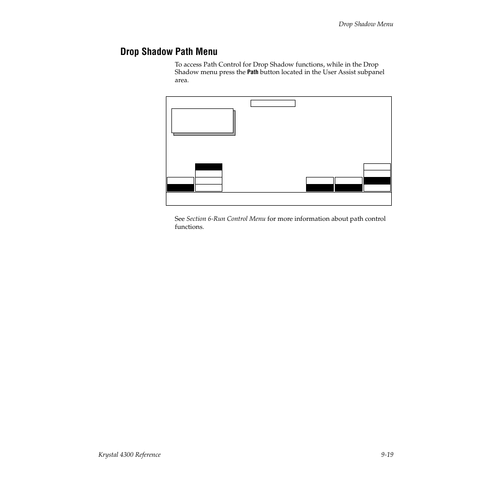 Drop shadow path menu, Drop shadow path | Grass Valley 4300 Krystal Reference Manual v.3.1 User Manual | Page 213 / 334