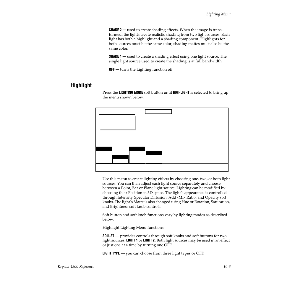 Highlight | Grass Valley 4300 Krystal Reference Manual v.3.1 User Manual | Page 221 / 334
