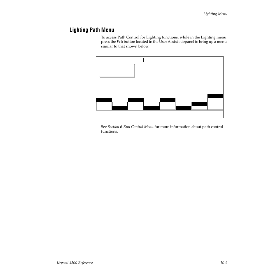 Lighting path menu, Lighting path, Path | Grass Valley 4300 Krystal Reference Manual v.3.1 User Manual | Page 227 / 334