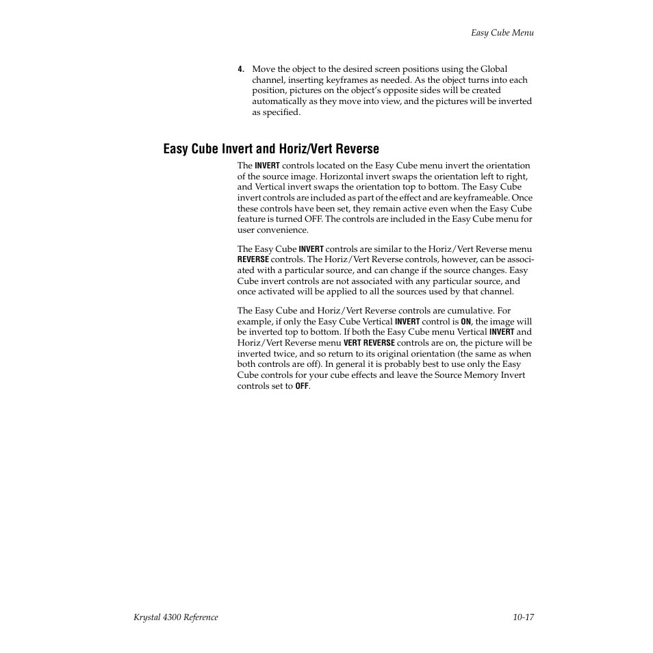 Easy cube invert and horiz/vert reverse | Grass Valley 4300 Krystal Reference Manual v.3.1 User Manual | Page 235 / 334