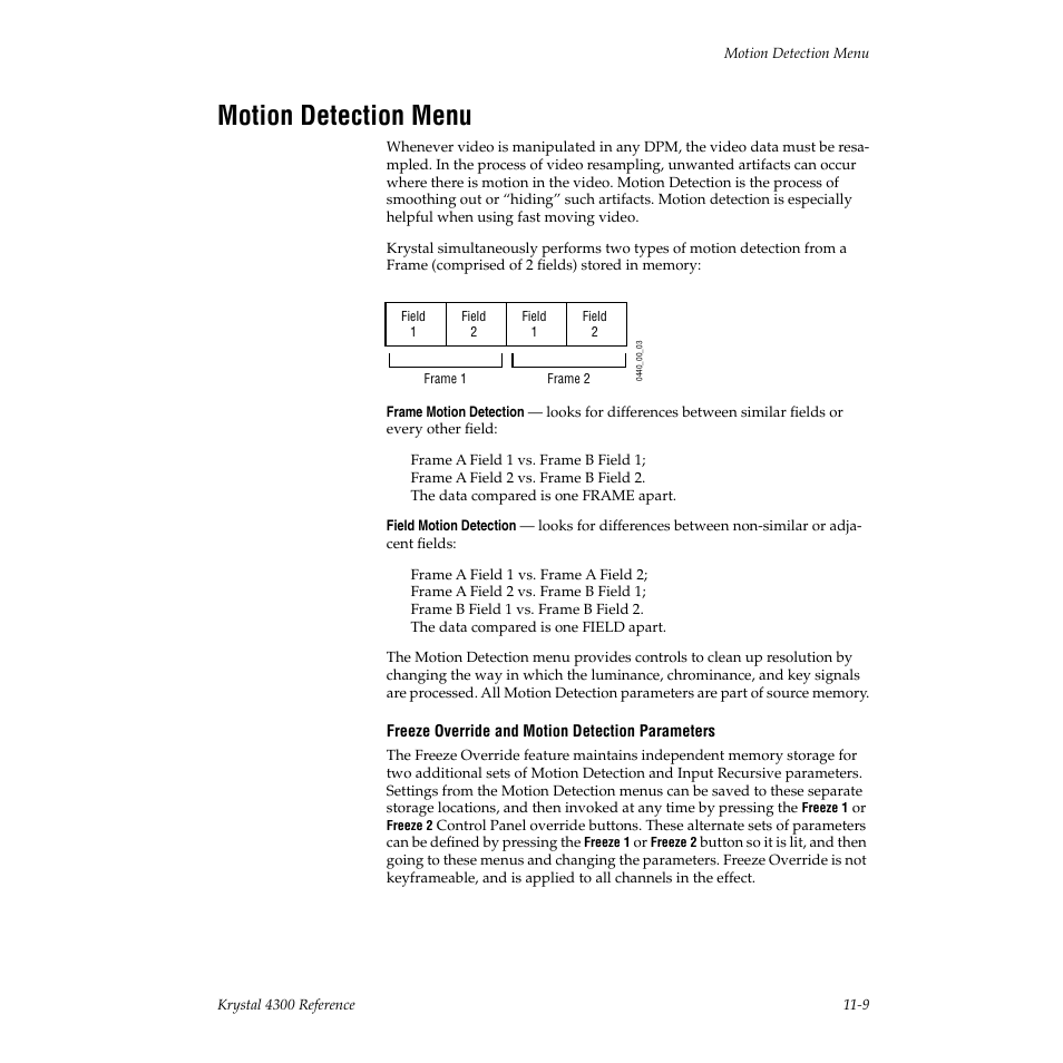 Motion detection menu | Grass Valley 4300 Krystal Reference Manual v.3.1 User Manual | Page 245 / 334