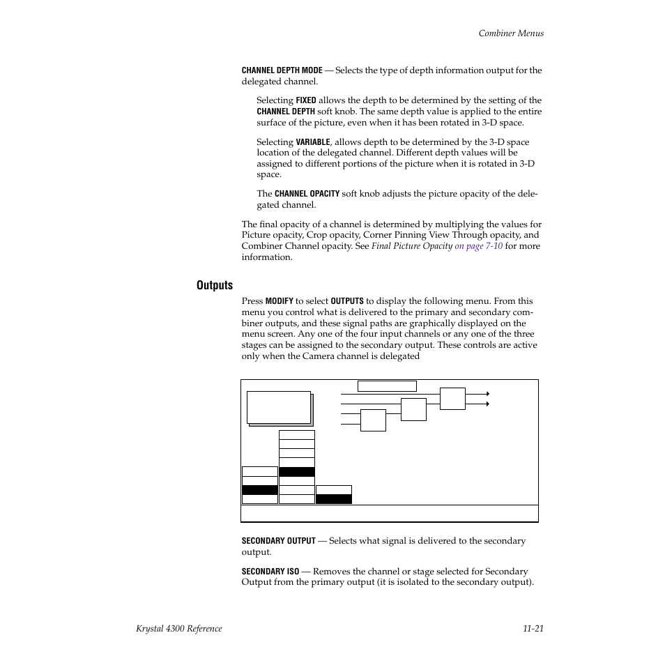 Outputs | Grass Valley 4300 Krystal Reference Manual v.3.1 User Manual | Page 257 / 334