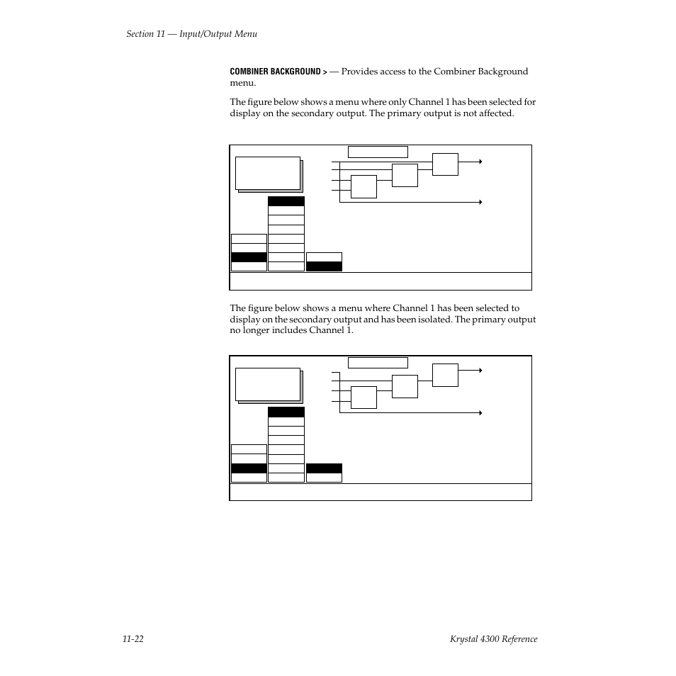 Combiner background, Combiner control | Grass Valley 4300 Krystal Reference Manual v.3.1 User Manual | Page 258 / 334