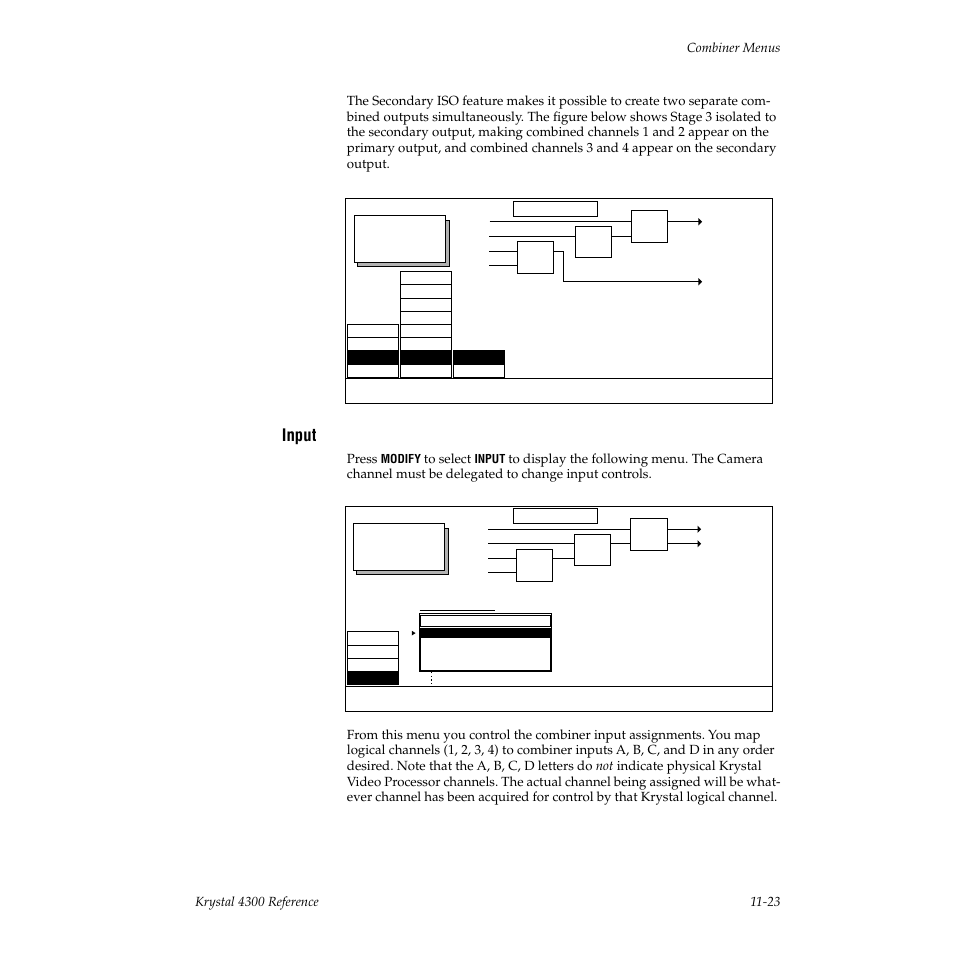 Input, Press, Modify | Combiner control | Grass Valley 4300 Krystal Reference Manual v.3.1 User Manual | Page 259 / 334