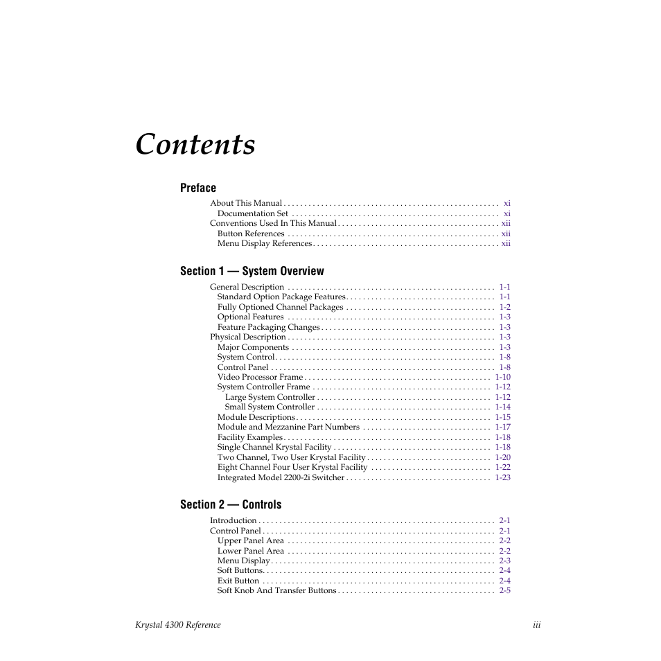 Grass Valley 4300 Krystal Reference Manual v.3.1 User Manual | Page 3 / 334