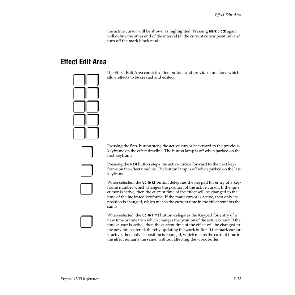 Effect edit area | Grass Valley 4300 Krystal Reference Manual v.3.1 User Manual | Page 49 / 334