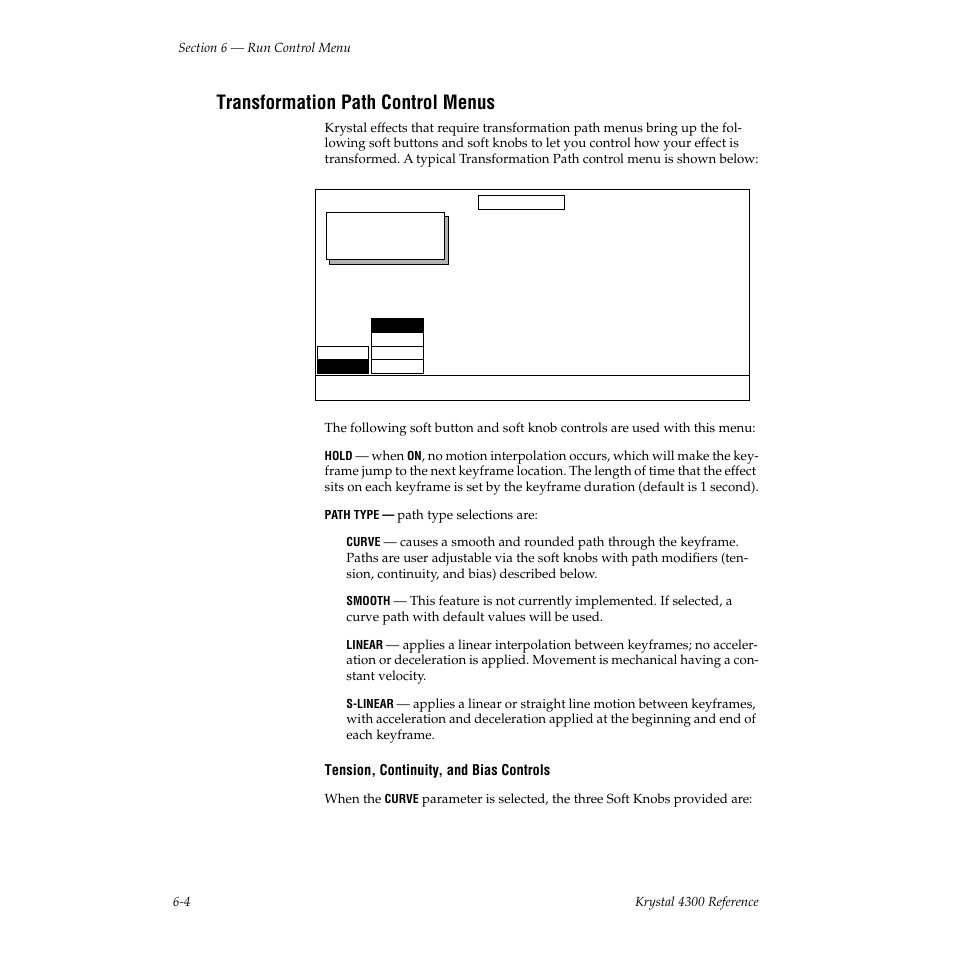 Transformation path control menus | Grass Valley 4300 Krystal Reference Manual v.3.1 User Manual | Page 98 / 334