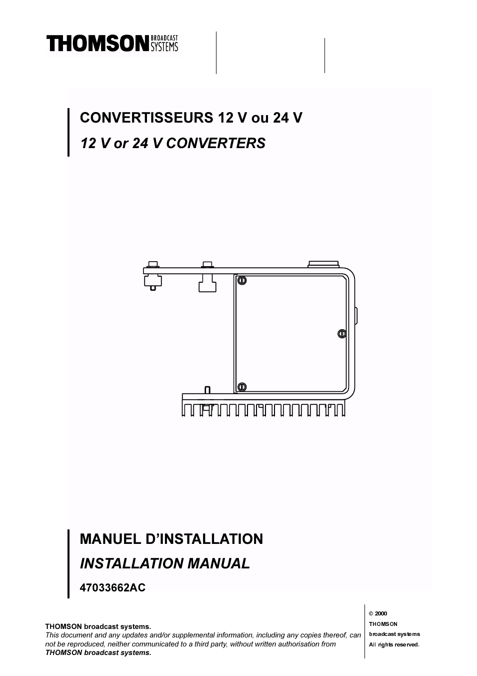 Grass Valley 12 V Converters User Manual | 4 pages