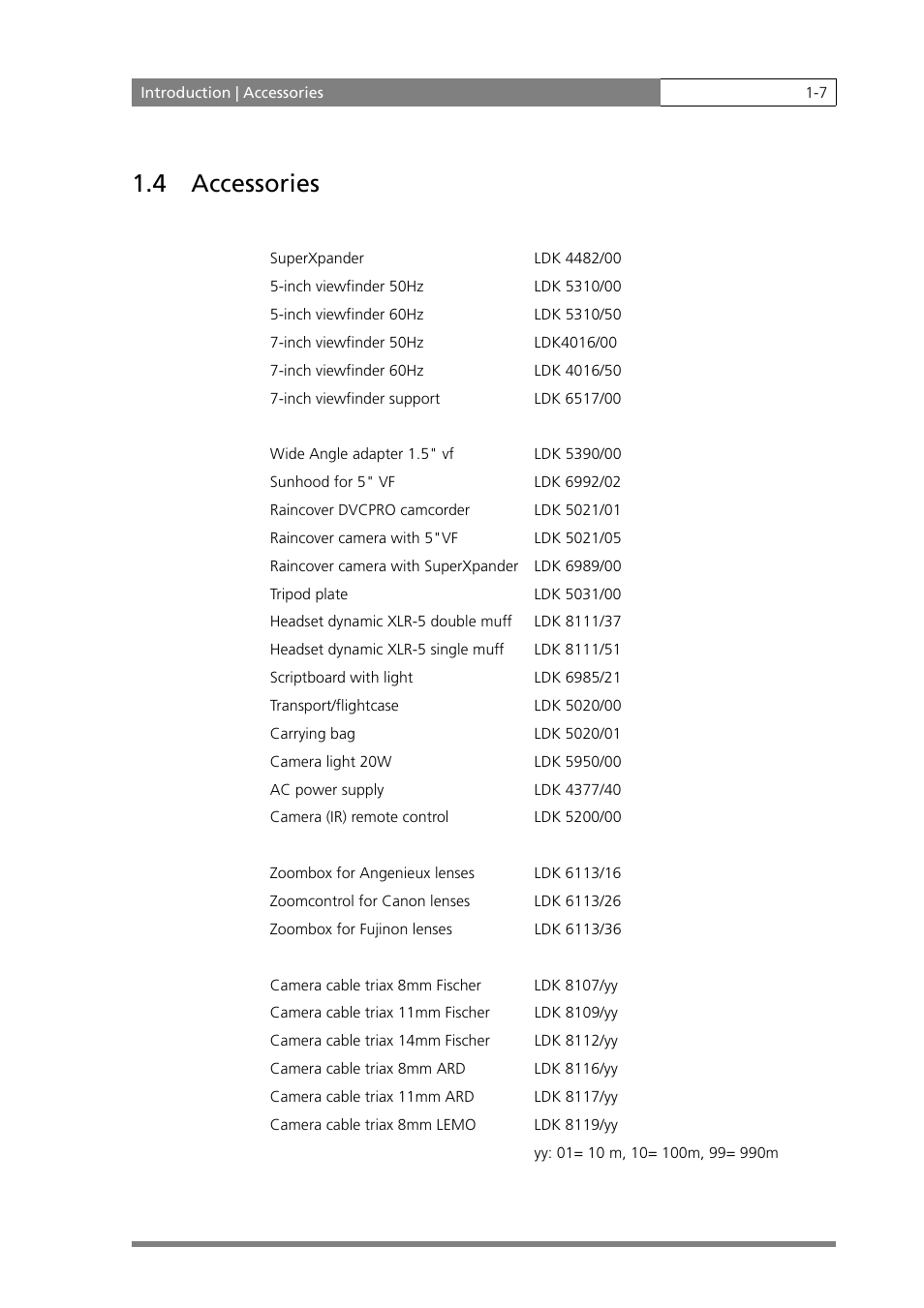 4 accessories | Grass Valley LDK 500 User Manual | Page 12 / 81