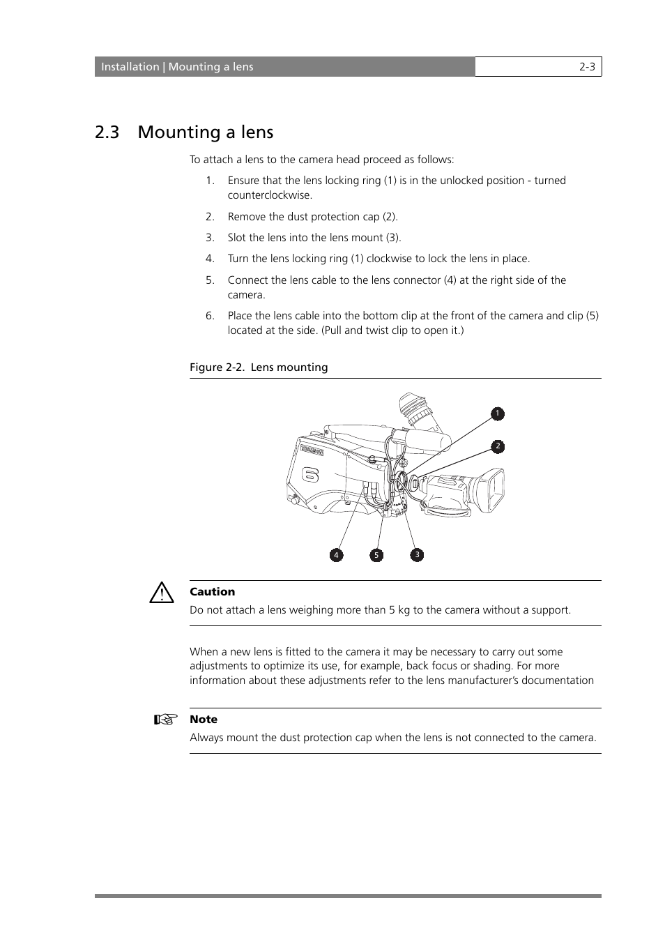 3 mounting a lens | Grass Valley LDK 500 User Manual | Page 16 / 81