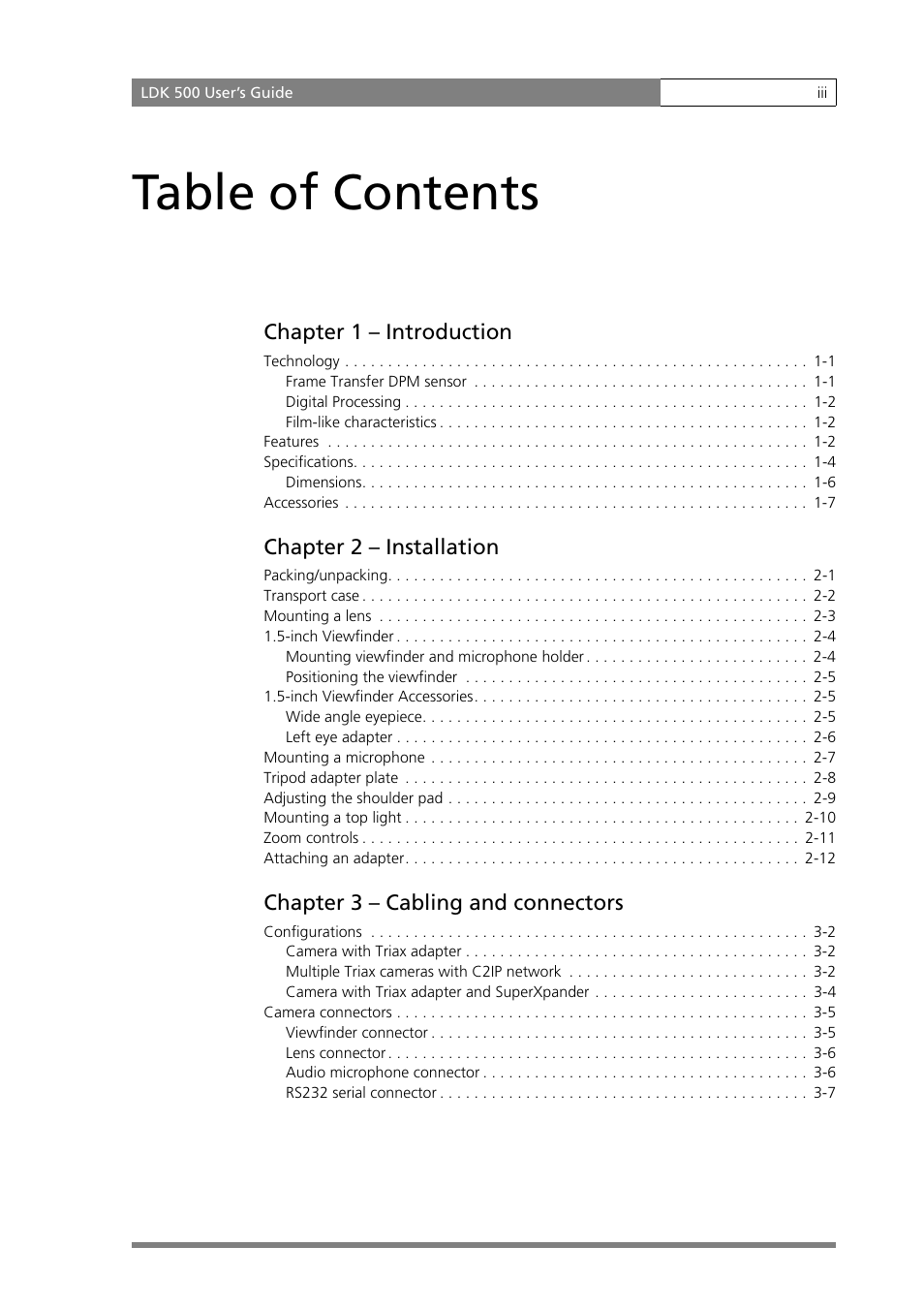 Grass Valley LDK 500 User Manual | Page 2 / 81