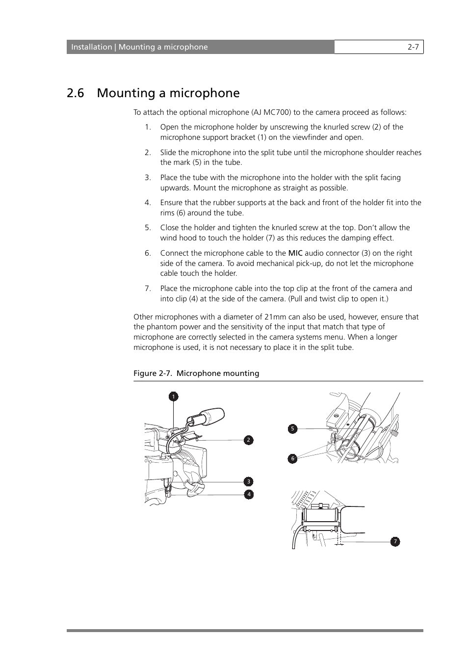 6 mounting a microphone | Grass Valley LDK 500 User Manual | Page 20 / 81