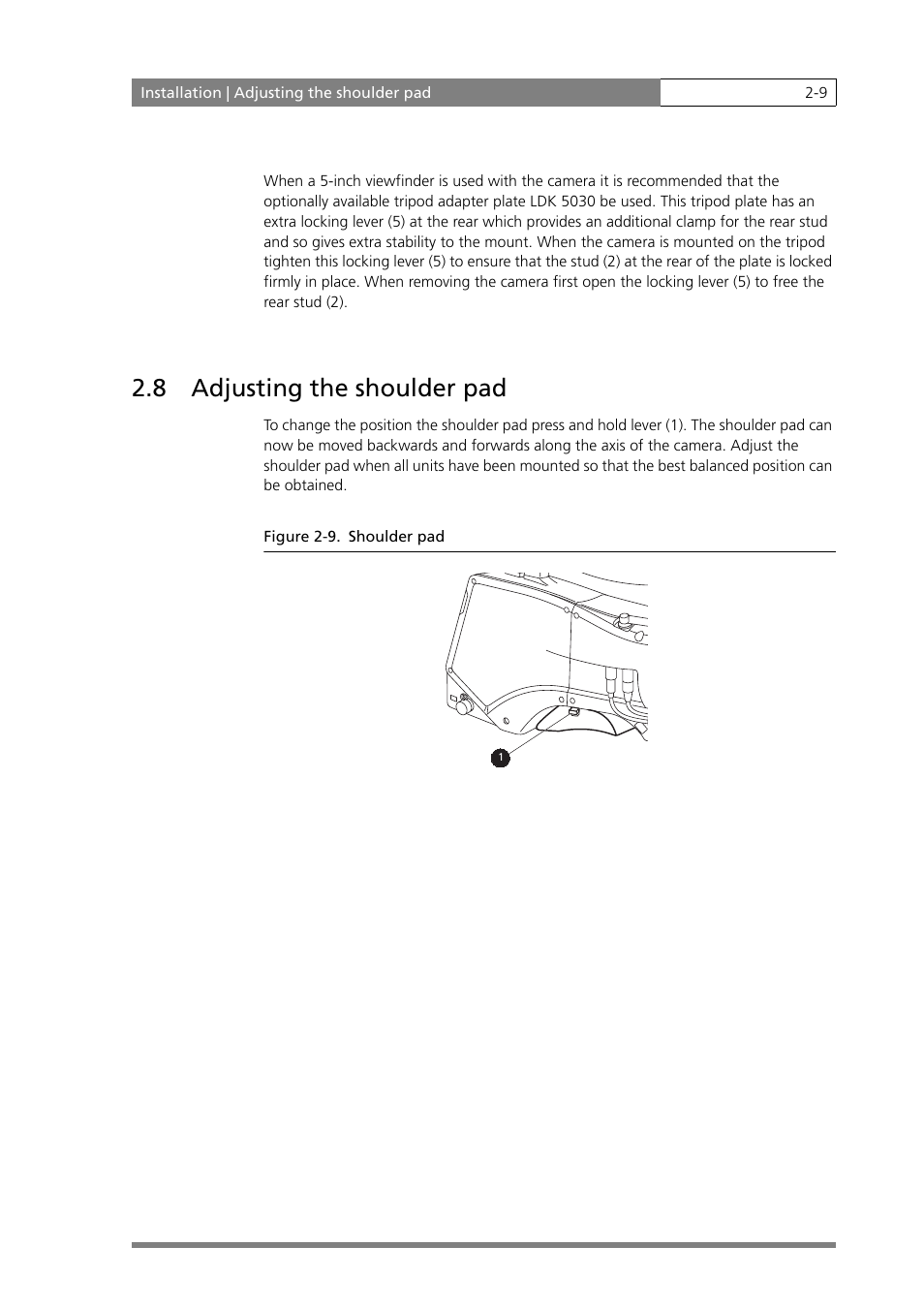 8 adjusting the shoulder pad | Grass Valley LDK 500 User Manual | Page 22 / 81