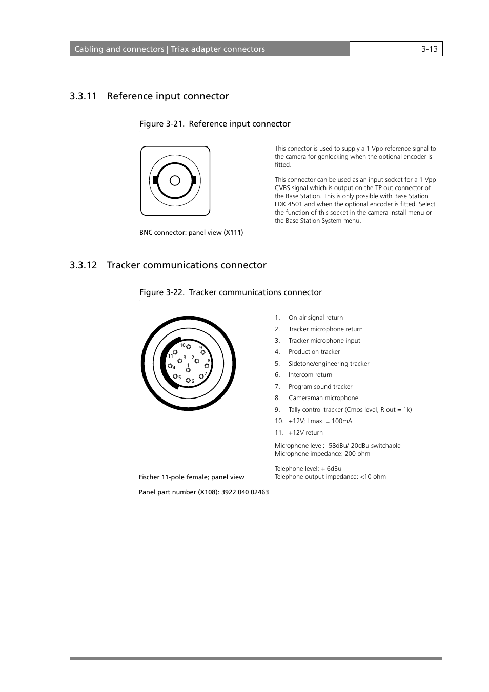 11 reference input connector, 12 tracker communications connector | Grass Valley LDK 500 User Manual | Page 38 / 81