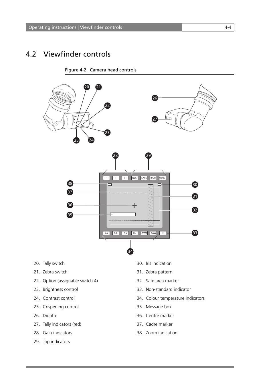 2 viewfinder controls | Grass Valley LDK 500 User Manual | Page 43 / 81