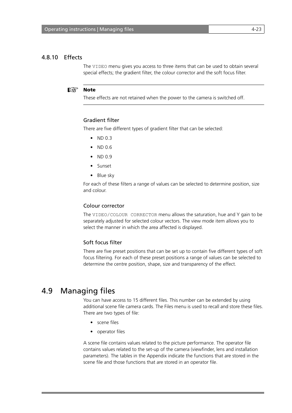 9 managing files | Grass Valley LDK 500 User Manual | Page 62 / 81