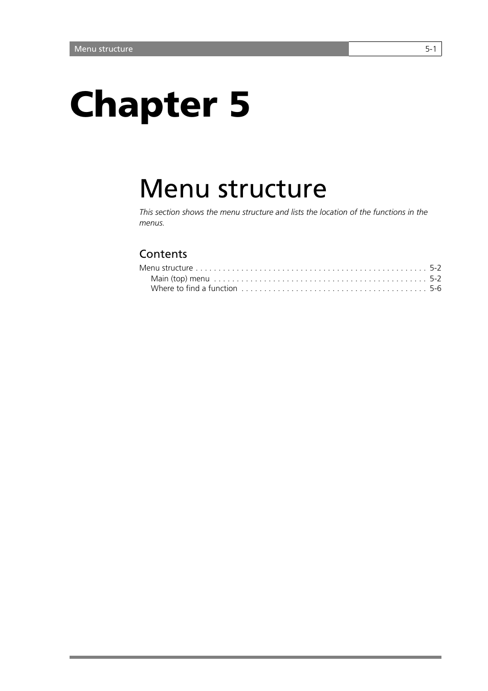 Chapter 5, Menu structure | Grass Valley LDK 500 User Manual | Page 70 / 81