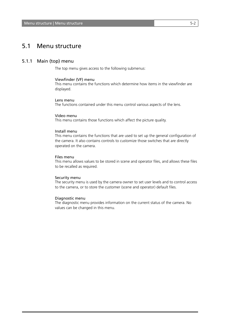 1 menu structure | Grass Valley LDK 500 User Manual | Page 71 / 81