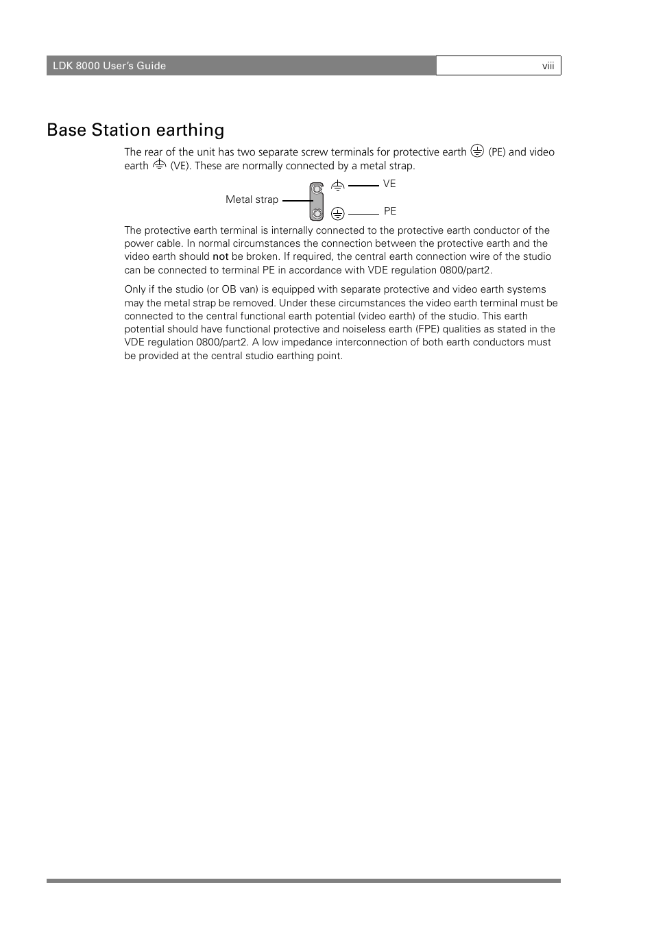 Base station earthing | Grass Valley LDK 8000 v.2.0 User Manual | Page 10 / 110