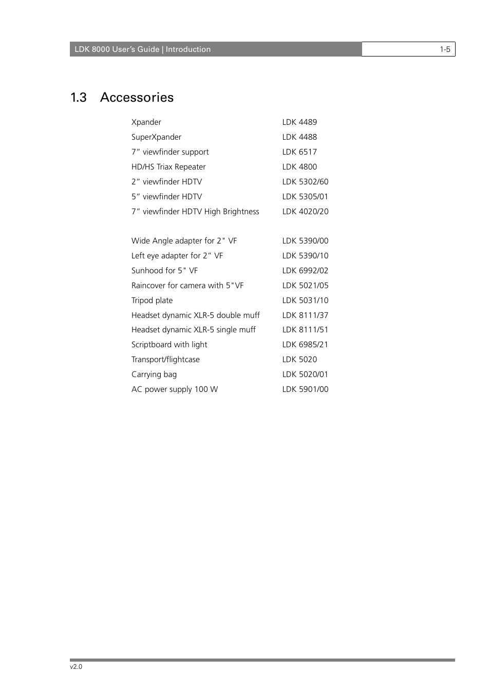 3 accessories | Grass Valley LDK 8000 v.2.0 User Manual | Page 17 / 110