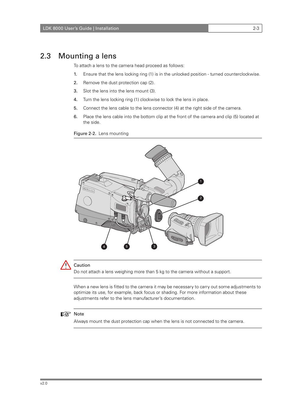 3 mounting a lens | Grass Valley LDK 8000 v.2.0 User Manual | Page 21 / 110