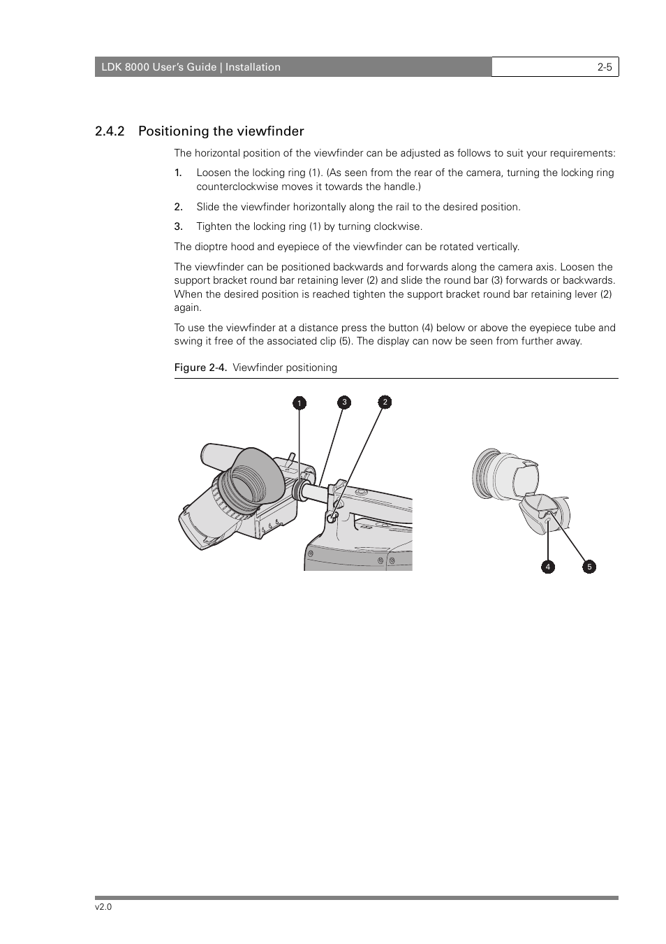 2 positioning the viewfinder | Grass Valley LDK 8000 v.2.0 User Manual | Page 23 / 110