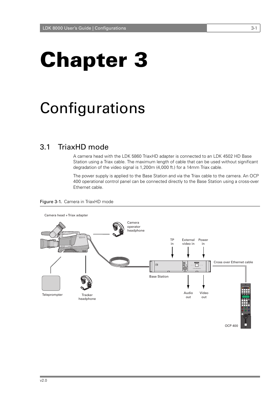 Chapter 3, Configurations, 1 triaxhd mode | Grass Valley LDK 8000 v.2.0 User Manual | Page 29 / 110