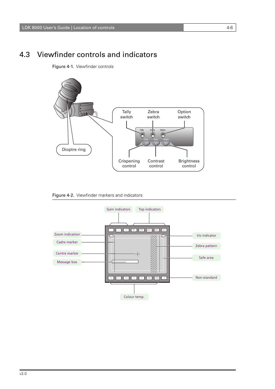 3 viewfinder controls and indicators | Grass Valley LDK 8000 v.2.0 User Manual | Page 40 / 110