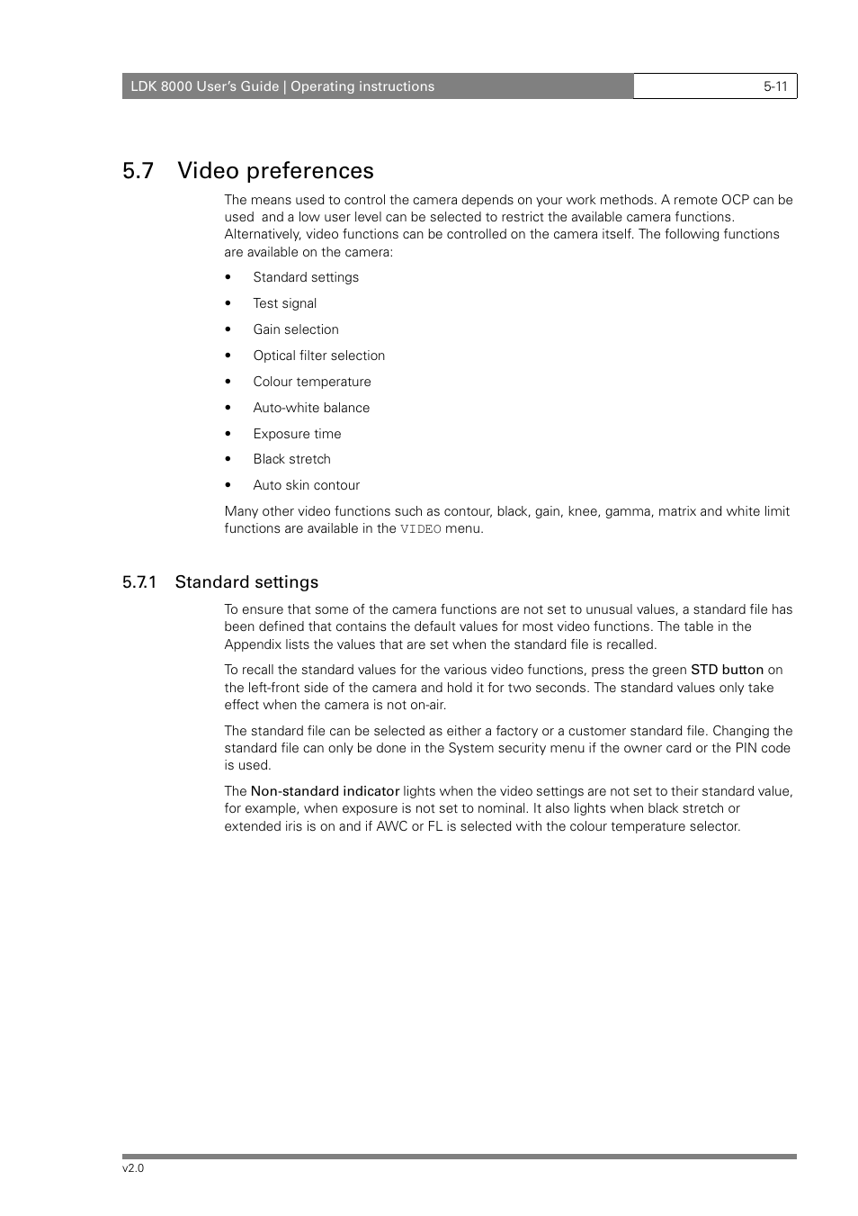 7 video preferences | Grass Valley LDK 8000 v.2.0 User Manual | Page 51 / 110