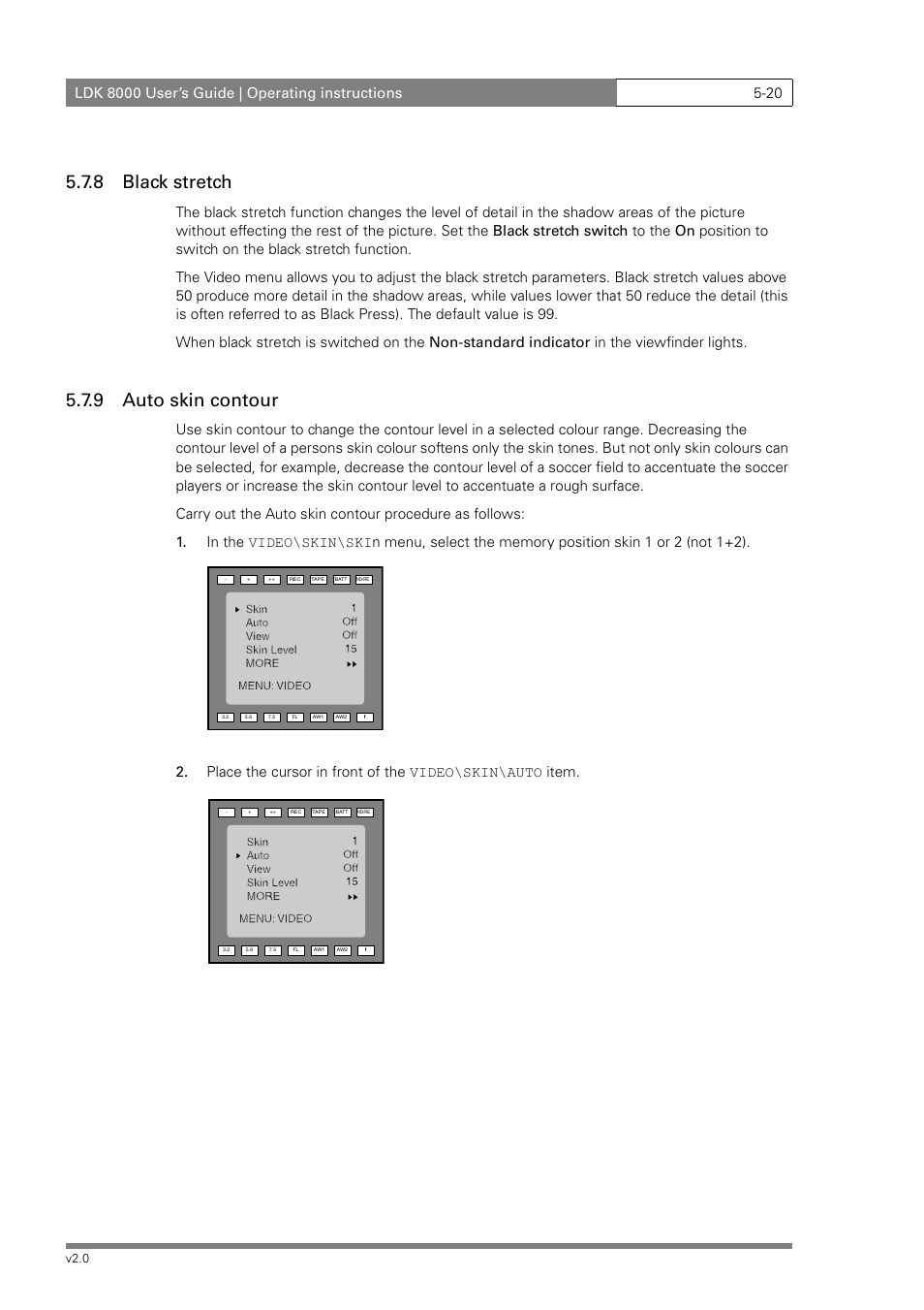 8 black stretch, 9 auto skin contour | Grass Valley LDK 8000 v.2.0 User Manual | Page 60 / 110