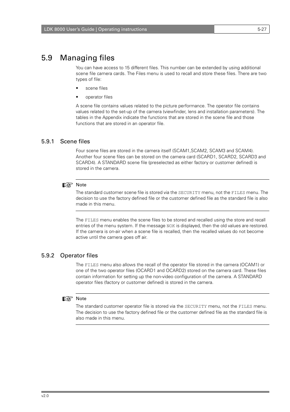 9 managing files | Grass Valley LDK 8000 v.2.0 User Manual | Page 67 / 110