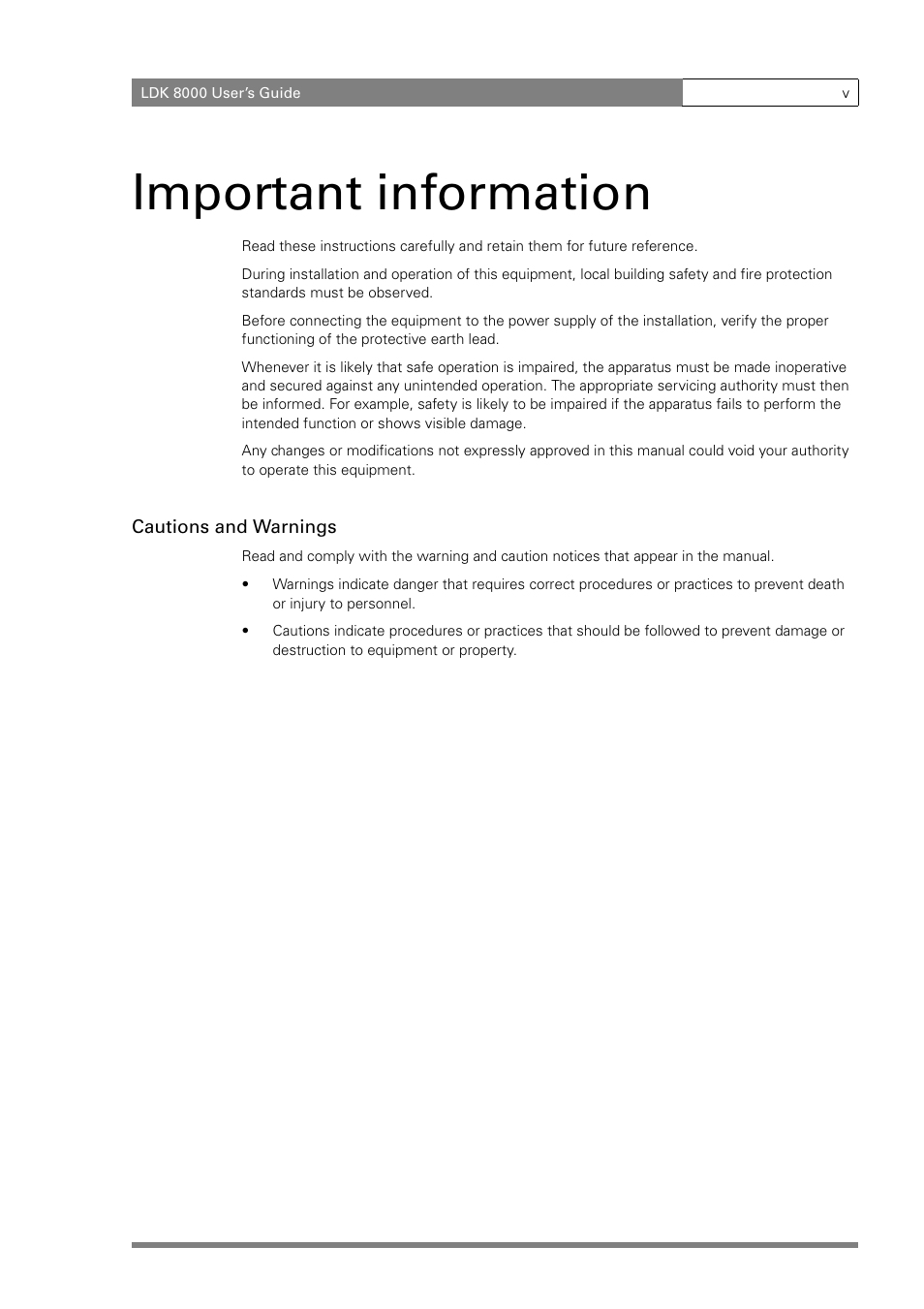 Important information | Grass Valley LDK 8000 v.2.0 User Manual | Page 7 / 110