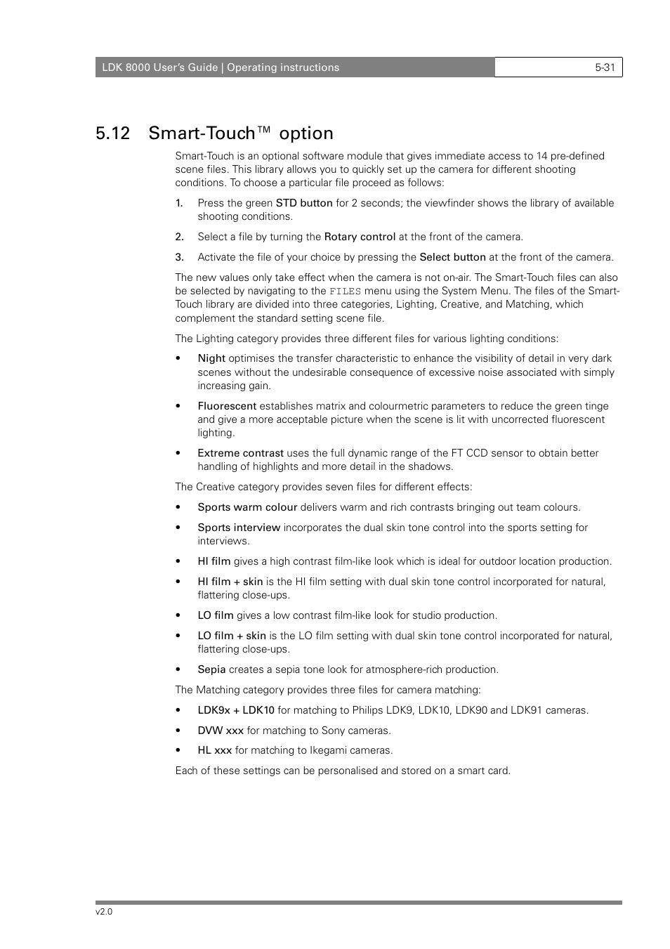12 smart-touch™ option | Grass Valley LDK 8000 v.2.0 User Manual | Page 71 / 110