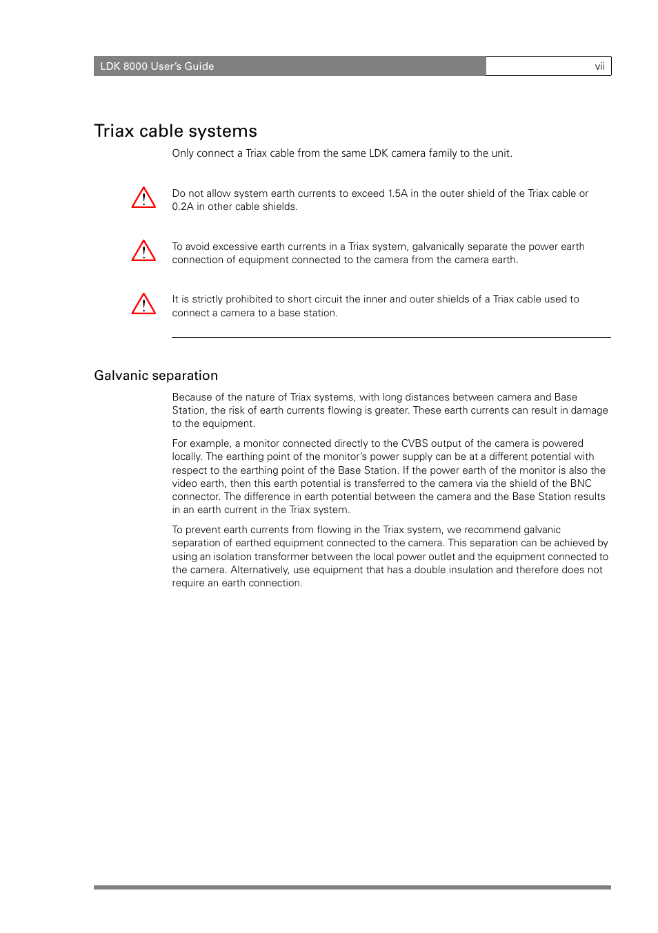 Triax cable systems | Grass Valley LDK 8000 v.2.0 User Manual | Page 9 / 110