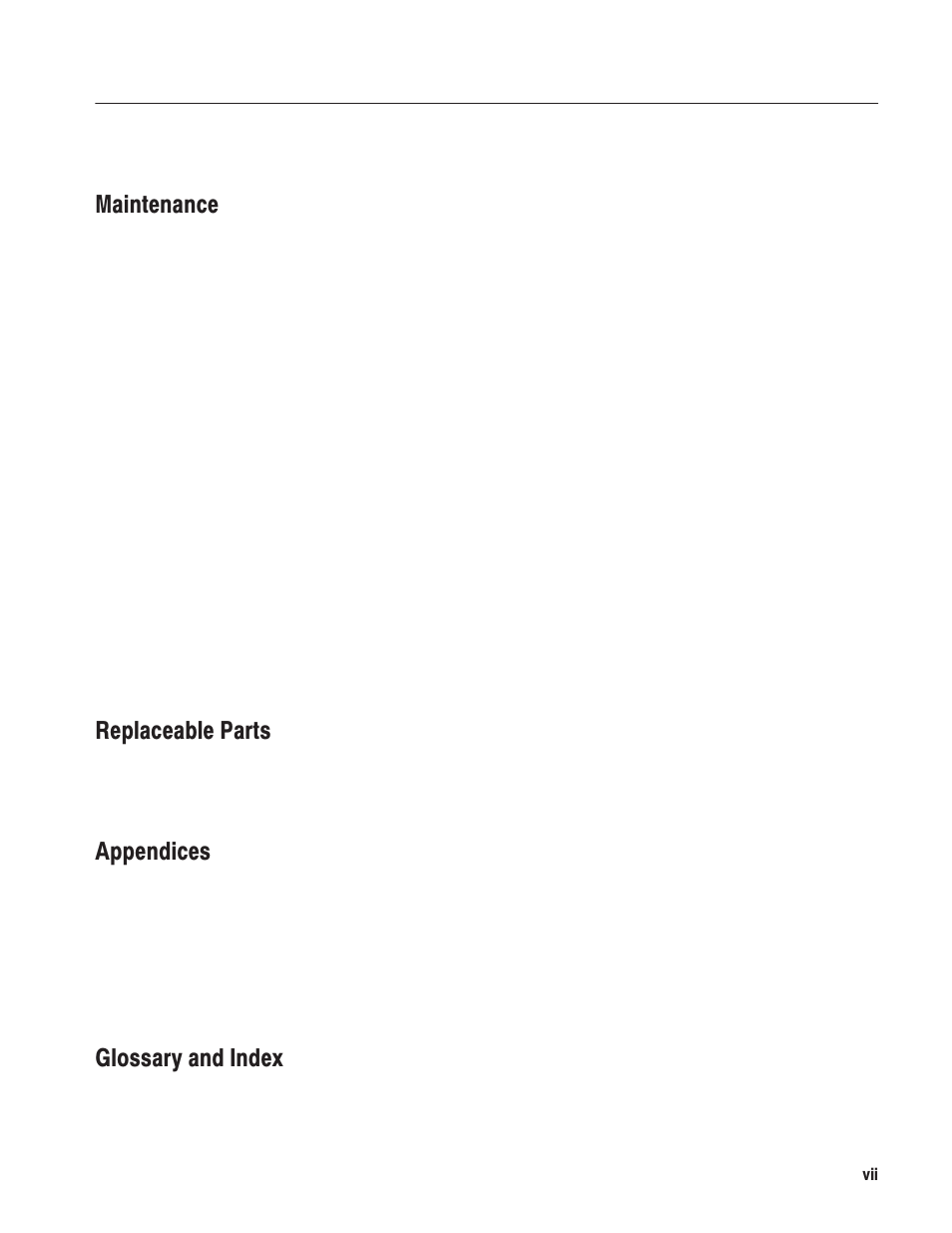 Maintenance, Replaceable parts, Appendices | Glossary and index | Grass Valley LVS 100 v.3.15 User Manual | Page 11 / 370