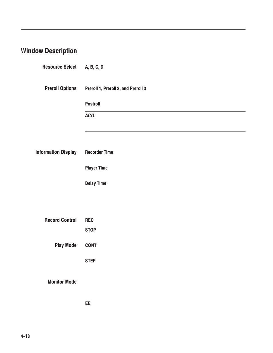 Window description | Grass Valley LVS 100 v.3.15 User Manual | Page 136 / 370