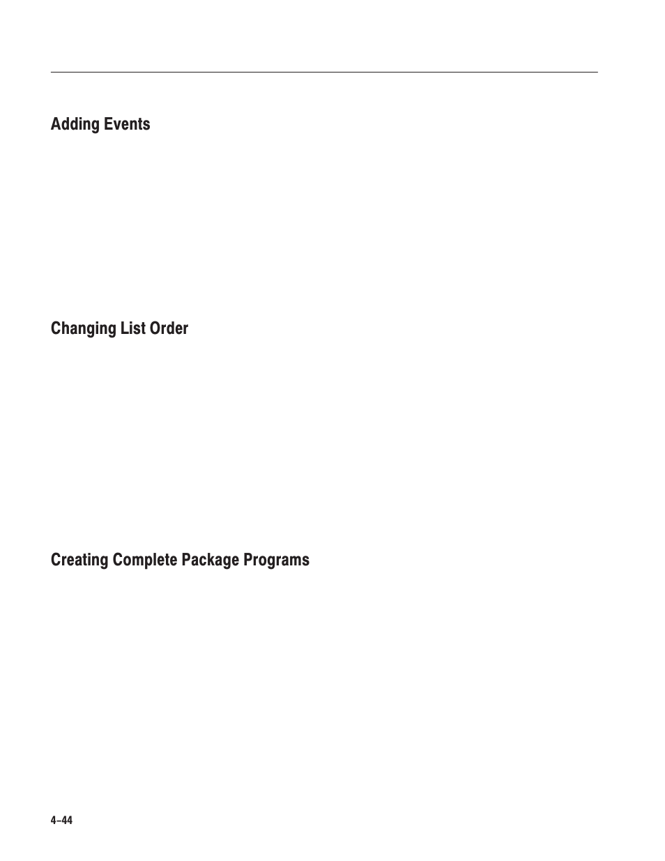 Adding events, Changing list order, Creating complete package programs | Grass Valley LVS 100 v.3.15 User Manual | Page 162 / 370