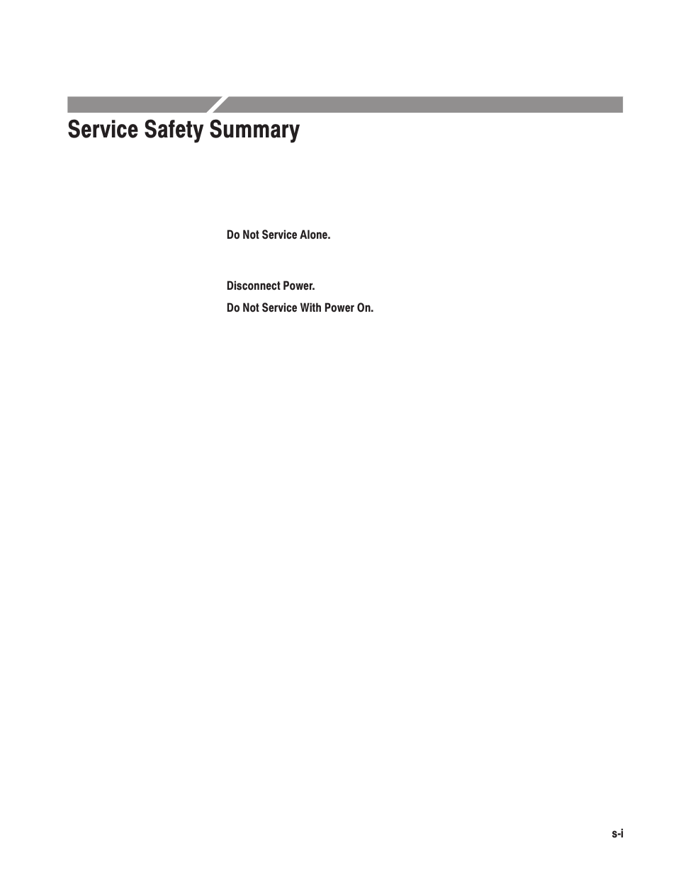 Service safety summary | Grass Valley LVS 100 v.3.15 User Manual | Page 265 / 370