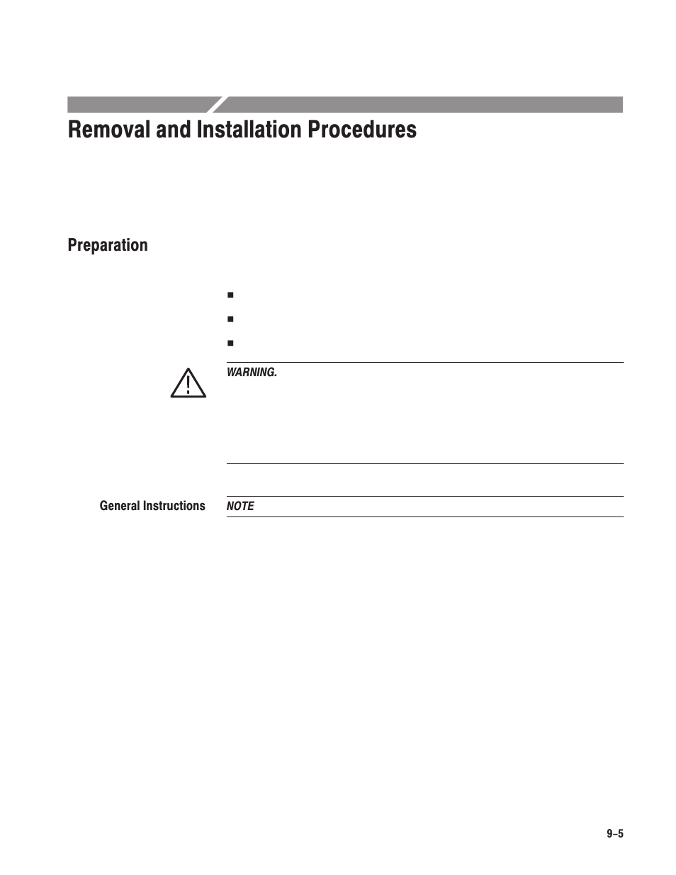 Removal and installation procedures, Preparation | Grass Valley LVS 100 v.3.15 User Manual | Page 295 / 370