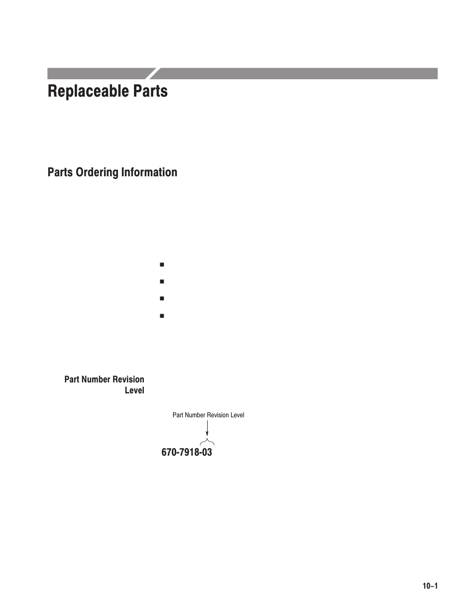 Replaceable parts, Parts ordering information | Grass Valley LVS 100 v.3.15 User Manual | Page 327 / 370