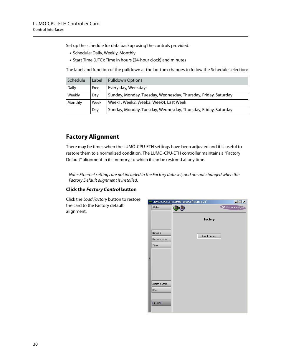 Factory alignment | Grass Valley LUMO Series User Manual | Page 38 / 66