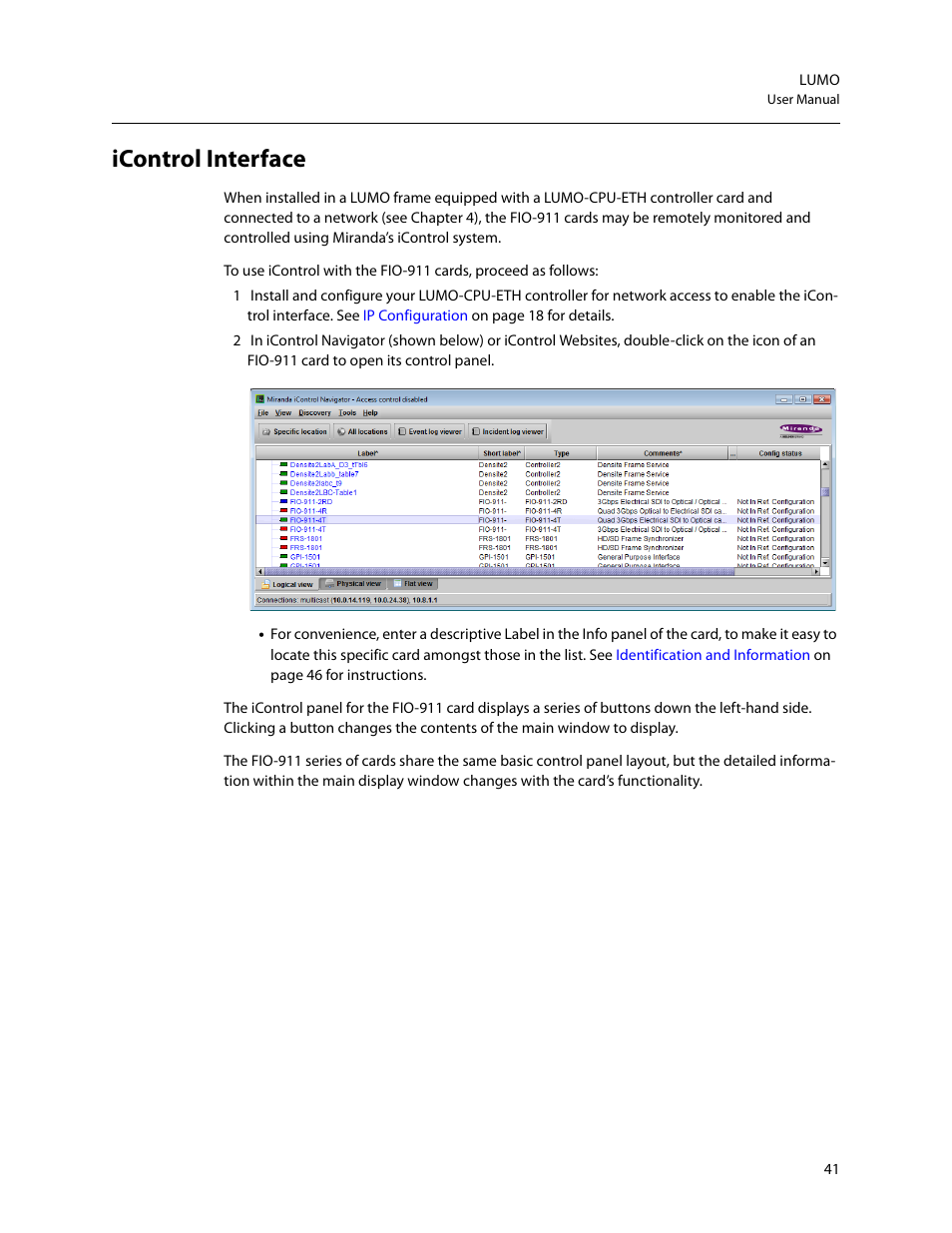 Icontrol interface | Grass Valley LUMO Series User Manual | Page 49 / 66