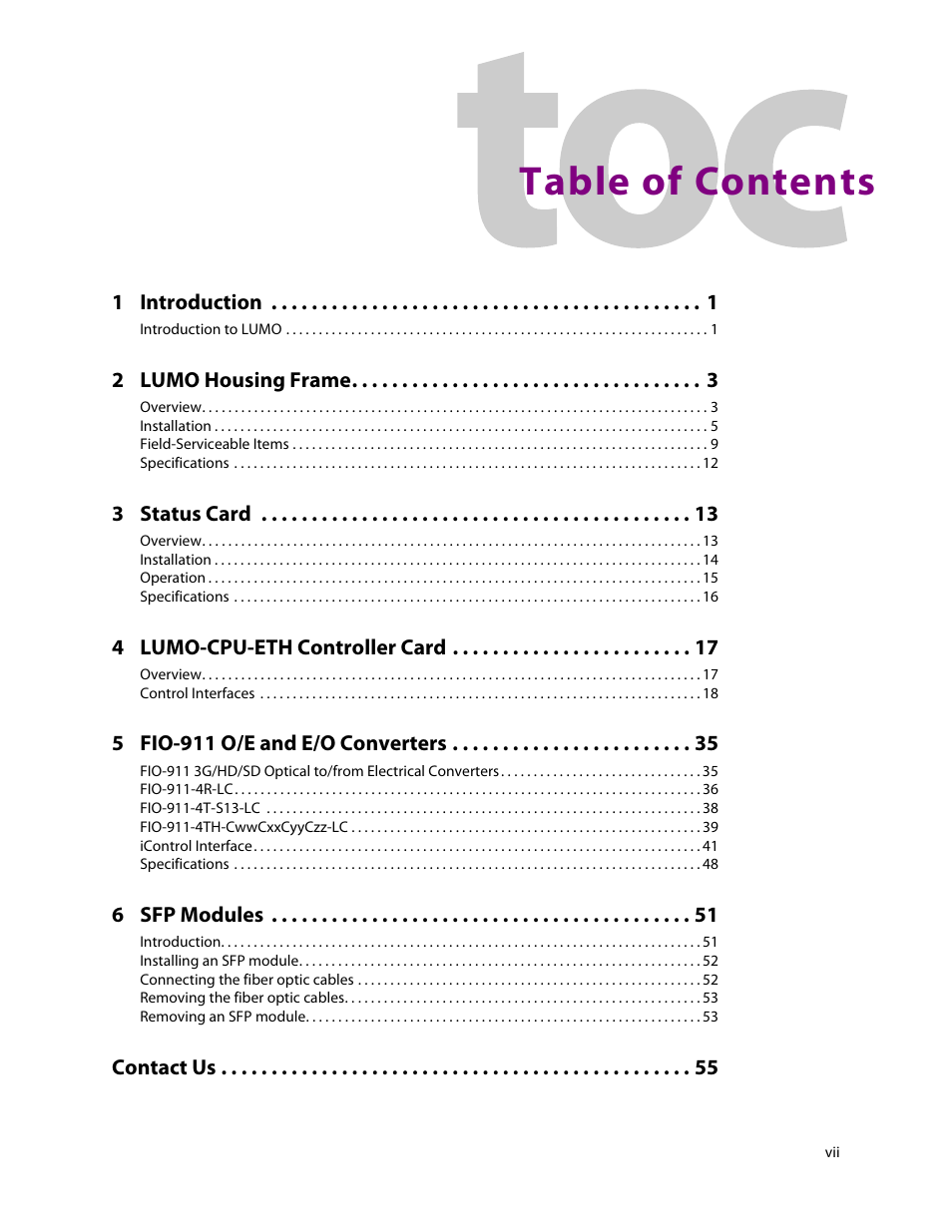 Grass Valley LUMO Series User Manual | Page 7 / 66