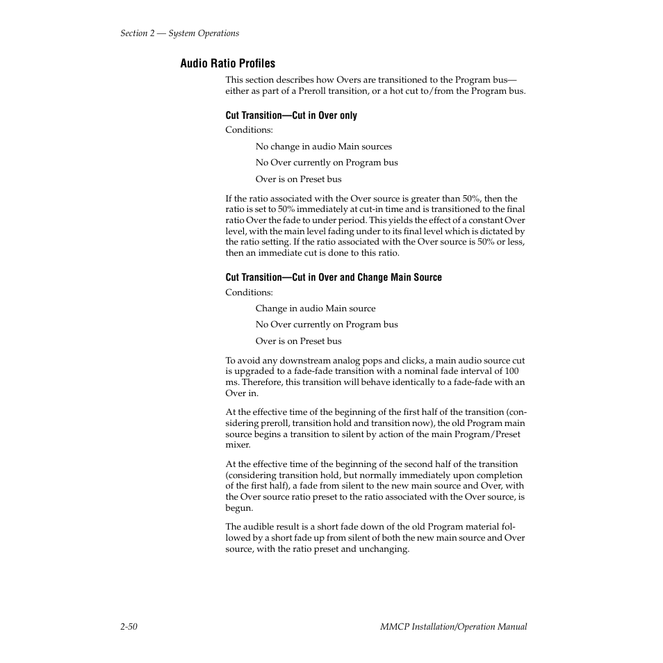 Audio ratio profiles | Grass Valley M-2100 User Manual | Page 74 / 84