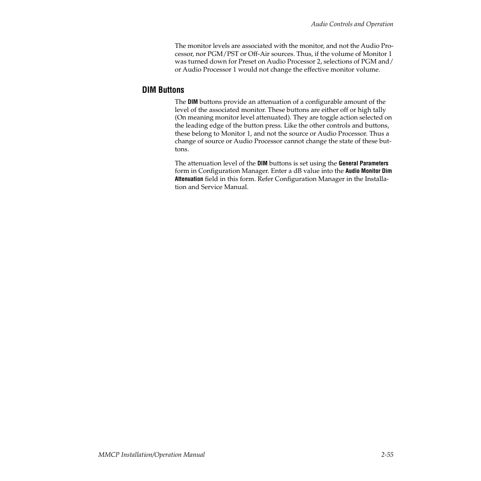 Dim buttons | Grass Valley M-2100 User Manual | Page 79 / 84